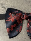 Handmade Oversized Black red Floral Satin Bow Tie Vintage Style Wedding Prom