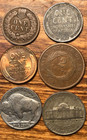 6- Old Us Type   Wwii Silver 5c Actual Coins  Coin Collection Lot 1864-1958