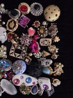Wow  Vintage Jewelry Rhinestone Clip On Screw Back Huge Single Earrings Lot 80 