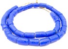 44 Authentic Ghana African Matched Blue Cylinder Recycled Glass Trade Beads