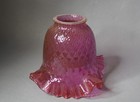 19c antique Victorian Cranberry Ruby Hobnail Glass Lamp Shade Ruffled Rim