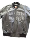Harley Davidson Bomber Jacket Leather 100th Anniversary 2003 Large Black Gray