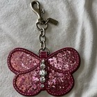 Coach Poppy Glitter Butterfly Pink Leather Crystal Rhinestones Bag Charm Keyfob