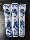 Vtg Chinese Blue   White Porcelain Pottery Chopstick Rests  Child Motif  3  L