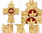Gold Plated Sterling Silver 4 Way Cross Epoxy Medal Pendant With 18  Chain