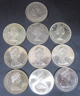  lot Of 10 Different  Canadian  1 Silver Dollars   Au unc   Free Shipping