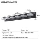 38   Vanity 6 Light Modern Led Black For Bathroom Over Mirror Wall Lamp Fixture