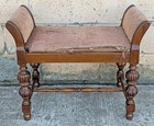 Antique Vintage Old Victorian Carved Wood Wooden Arm Chair Bench Settee Fabric