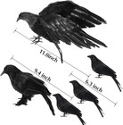 10pcs Halloween Crow Decor Handmade Realistic Black Feathered Lifesize Outdoor