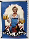 Vintage 1982 St  Pauli Girl German Carlton Brew Sexy Women Beer Poster 32    X 22   