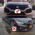 L r Fog Lights For 2016-2021 Honda Civic Hatchback Drl Led Daytime Running Lamps