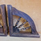 2 Primitive Farmhouse Wood Spindle Wagon Wheel Corner Brackets Corbels 7 