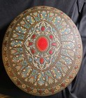 Baret Ware England  Ornate Vintage Jewel Tones Design Oval Shaped Tin  England