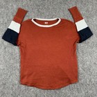 So Womens Large Waffle Knit Long Sleeve Color Block T Shirt Top