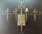 Pair Vintage Arts   Crafts Hammered Steel Gothic Wall Sconces scarce