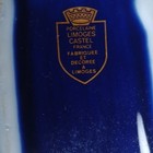 Limoges Castel Porcelain Decanter Set 6pc Cobalt Blue Gold W  Stopper Cups  