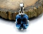 Natural Certified 30 Ct Santa Maria Blue Aquamarine Pendant -925 Solid Silver