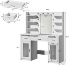 Huahuu Vanity Desk With Mirror Lights And Drawers White