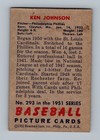 1951 Bowman  293 Ken Johnson Low Grade Vintage High   Baseball Card