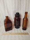 Vintage Mid Century Amber Glass Apothecary Bottles Mcm Collectibles - Lot Of 3