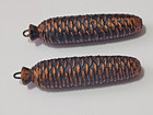 Vintage Pair 7  Heavy Cast Iron Pine Cone Cuckoo Clock Weights 3 5 Lb   3 6 Lb