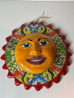 Hippie Talavera Sun Face Mexican Pottery Mexico Sculpture Wall Folk Art 13 5 