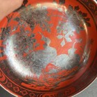 Antique Japanese Early 19c Kutani Bowl Eiraku Red Porcelain Silver Birds Signed