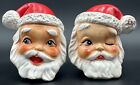 Vintage Christmas Winking Santa Claus Head Hat Salt Pepper Shakers Japan