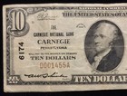 1929  10 National Bank Note Type 1 Ch  6174 Carnegie Nb Carnegie  Pa - Ca690