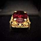 4 28ct Art Deco Genuine Garnet Vintage Art Deco Wedding 14k Yellow Gold Fn Ring