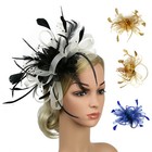 Women Fascinator Hat Headband Feather White Black Headwear Wedding Tea Party Hat
