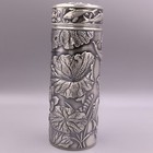 Pure S999 Fine Silver Drinking Cup Carved Rich Koi Fish Water Bottle 6 7inch