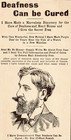 1904 Quack Medicine Advertisement Deafness Head Noises Cured Antique Print Ad