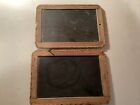Slate Board Chalk Primitive Student Writing Wood Frame 2 Sided Antique 8x11  Vtg