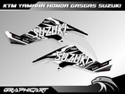 Suzuki Ltz400 2003-2008 Atv Full Graphics Kit Black White Racing Decals Stickers
