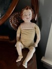 19    Antique Vintage German Style Bisque Porcelain China Head Doll W large Head