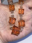 Antique Art Deco Peach Square Cut Ice Cube Czech Glass Beaded Necklace Lovely 