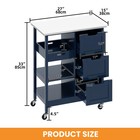 Wood Rolling Kitchen Cart  Mobile Storage Trolley With Drawers   Shelves  Solid