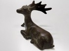 Deer Small Bronze Statue 1 6 Inch Engraving Japan Antique Old Figurine Figure