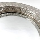 Vintage Unbranded Ornate Filigree Round Wall Mirror Tray Silver 13 5   Metallic