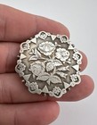 Victorian Birmingham Aesthetic Period Sterling Silver Floral Engraved Pin Brooch
