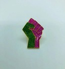 Pink And Green Fist Lapel Pin