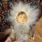 Alaskan canadian Inuit Eskimo Hide Doll Wood Face 10    Vintage