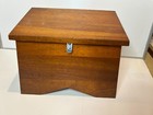Vintage Farmhouse Wooden Locking Stool Trunk Chest Box Lidded Storage Seating