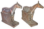 Two Metal Cast Vintage Horse Book Ends  Once Gilded  Now Becoming Hi Ho Silver