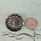 Vintage Metal Silvertone Large Silvertone And Black Relief 1 3 8  Blazer Button