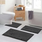 2pc Chenille Bathroom Rugs Set - Thick  Soft  Absorbent Bath Mats