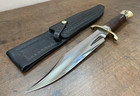 Vintage H  E  Harvey Draper Handmade Fighting Bowie Knife Tooled Leather Sheath