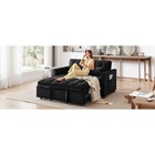 55 Inch 3 In 1 Convertible Futon Sofa Bed 2 Seat Modern Velvet Black Metal