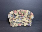 Vintage Bespaq Miniature Floral Print Sofa   Club Chair Dollhouse Furniture Set